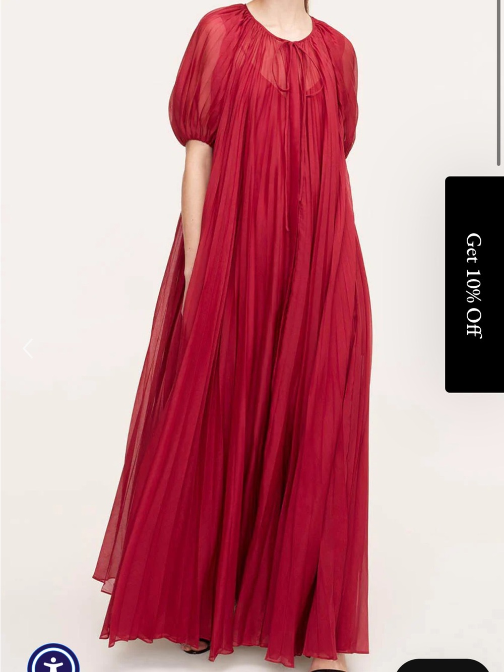 Sunburst Pleat Elbow Sleeve Maxi Dress